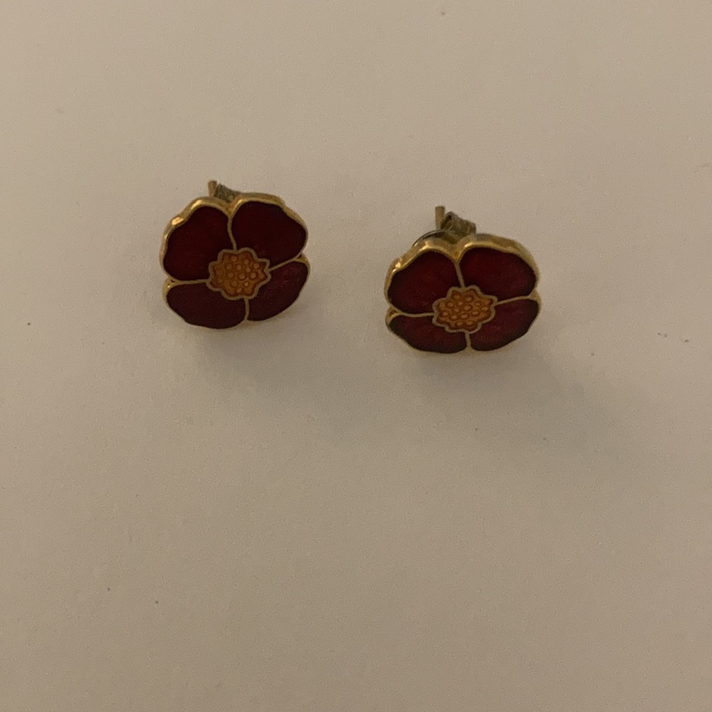 Small Cloisonné Flower Studs - Picture 2 of 5